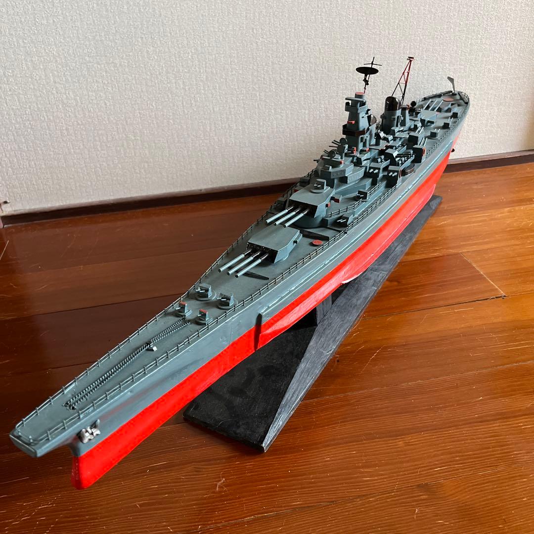 美品　木製模型　艦船　ミズーリ　スタンド付き