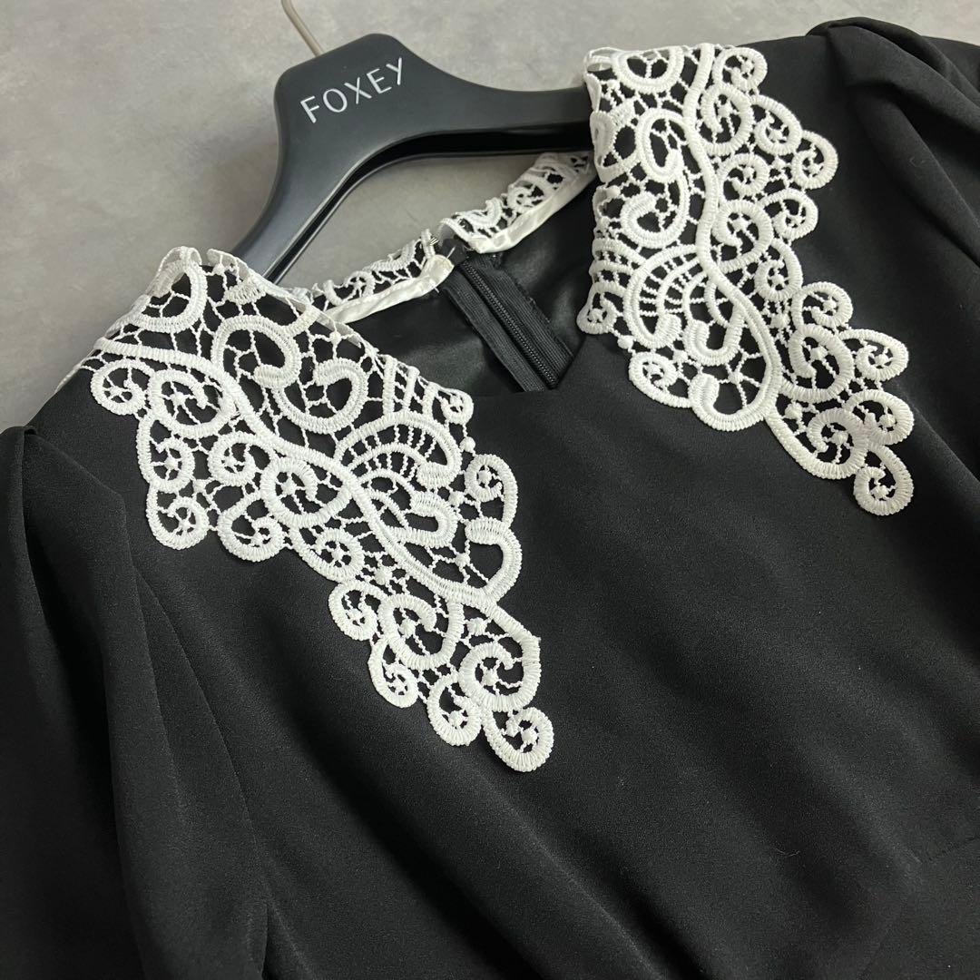 etoll. レースカラー7部袖ロングワンピース ドレス L 2way 結婚式