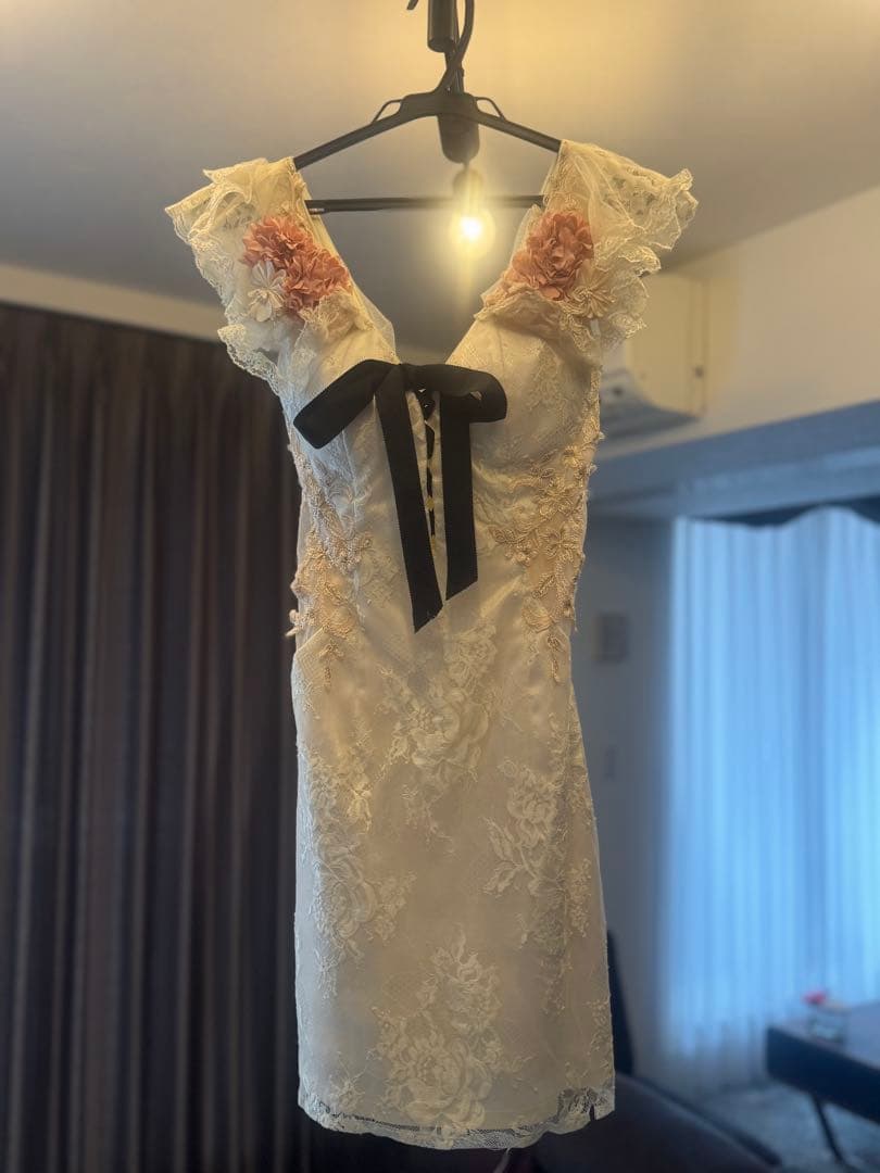 suger ROBE de FLEURS フラワー装飾リボン付きキャバドレス