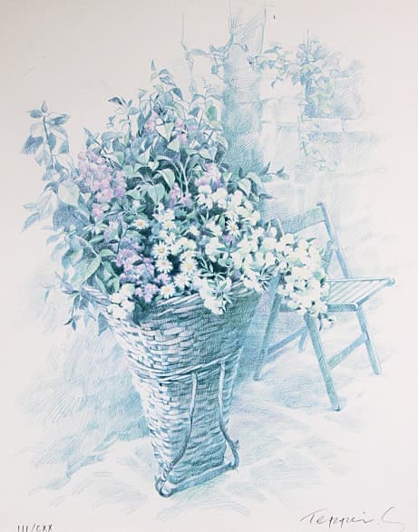 笹倉鉄平 【フラワーバスケット】リトグラフ