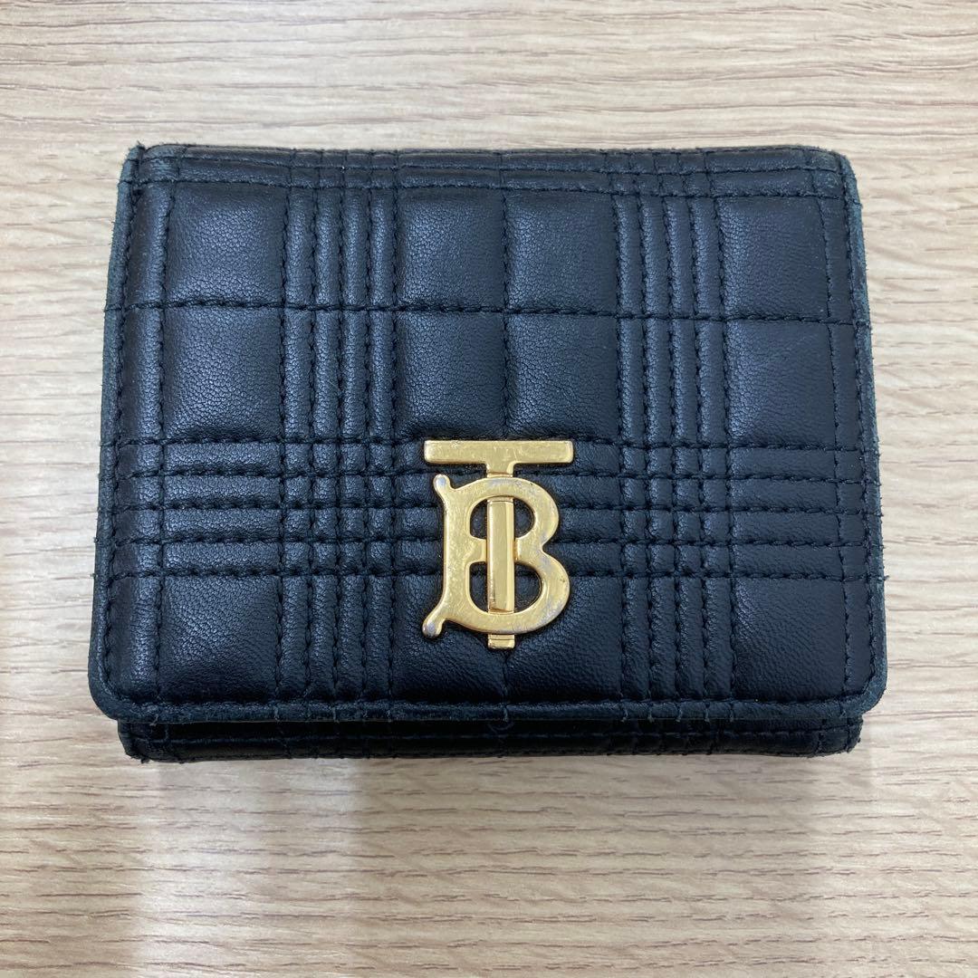 バーバリー TBロゴ キルティング 三つ折り財布 ブラック