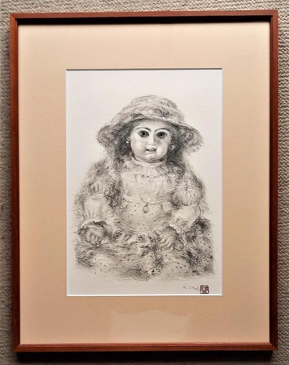 伊藤清永 『フランス人形』 資産家収蔵品 　石版リトグラフ 　文化勲章受章