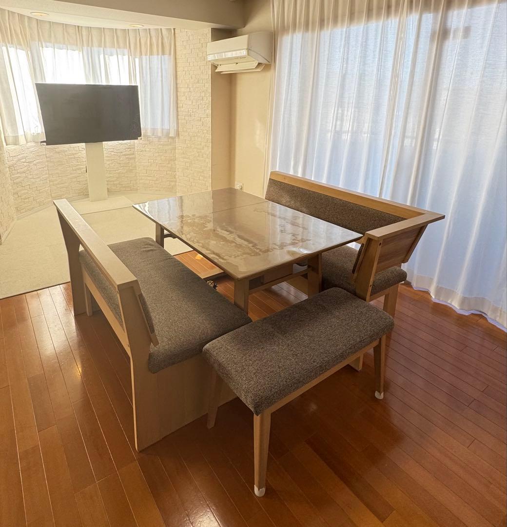 【引取り限定/中古品】120cmダイニングテーブルセット LD4点セット