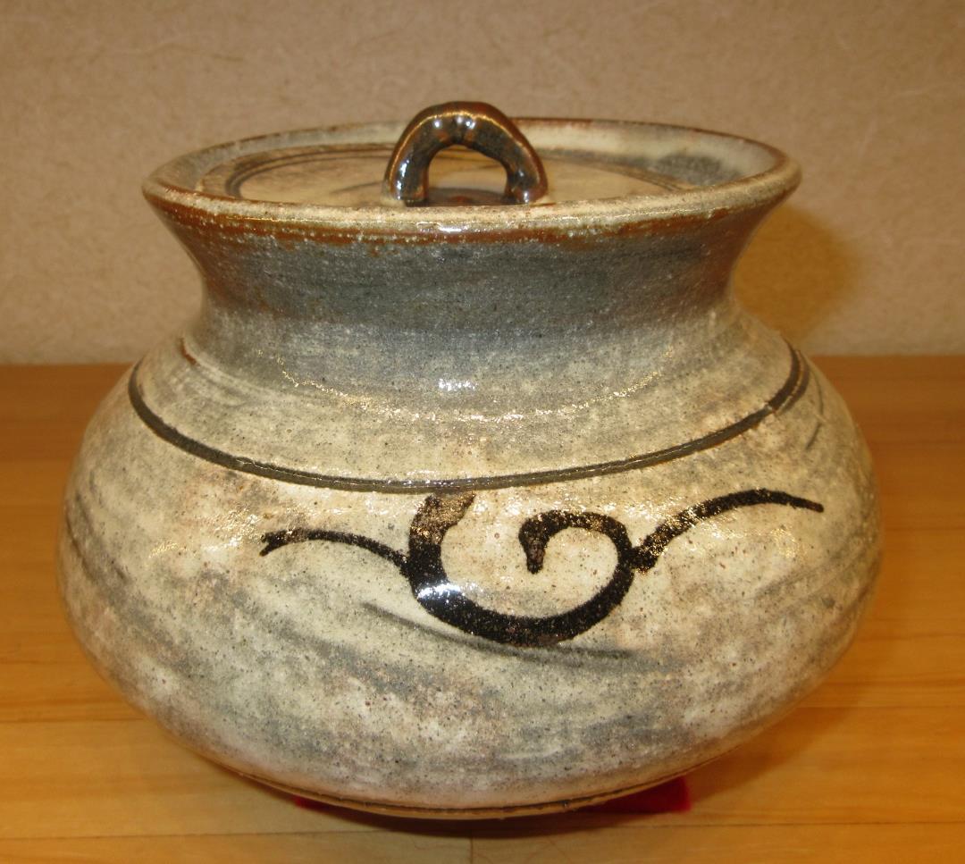 送料込【逢絢亭】茶道具 水指 瀬戸焼 刷毛目 高麗写 加藤雄平 共箱入り