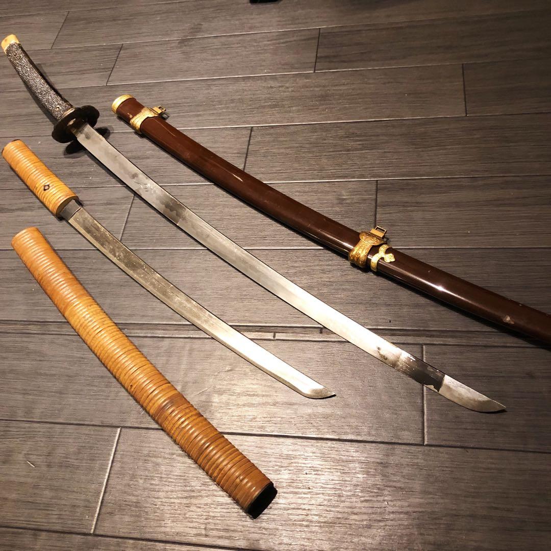 模造刀　2本セット　太刀　脇差　骨董品　ジャンクあり　藤牧　白鞘