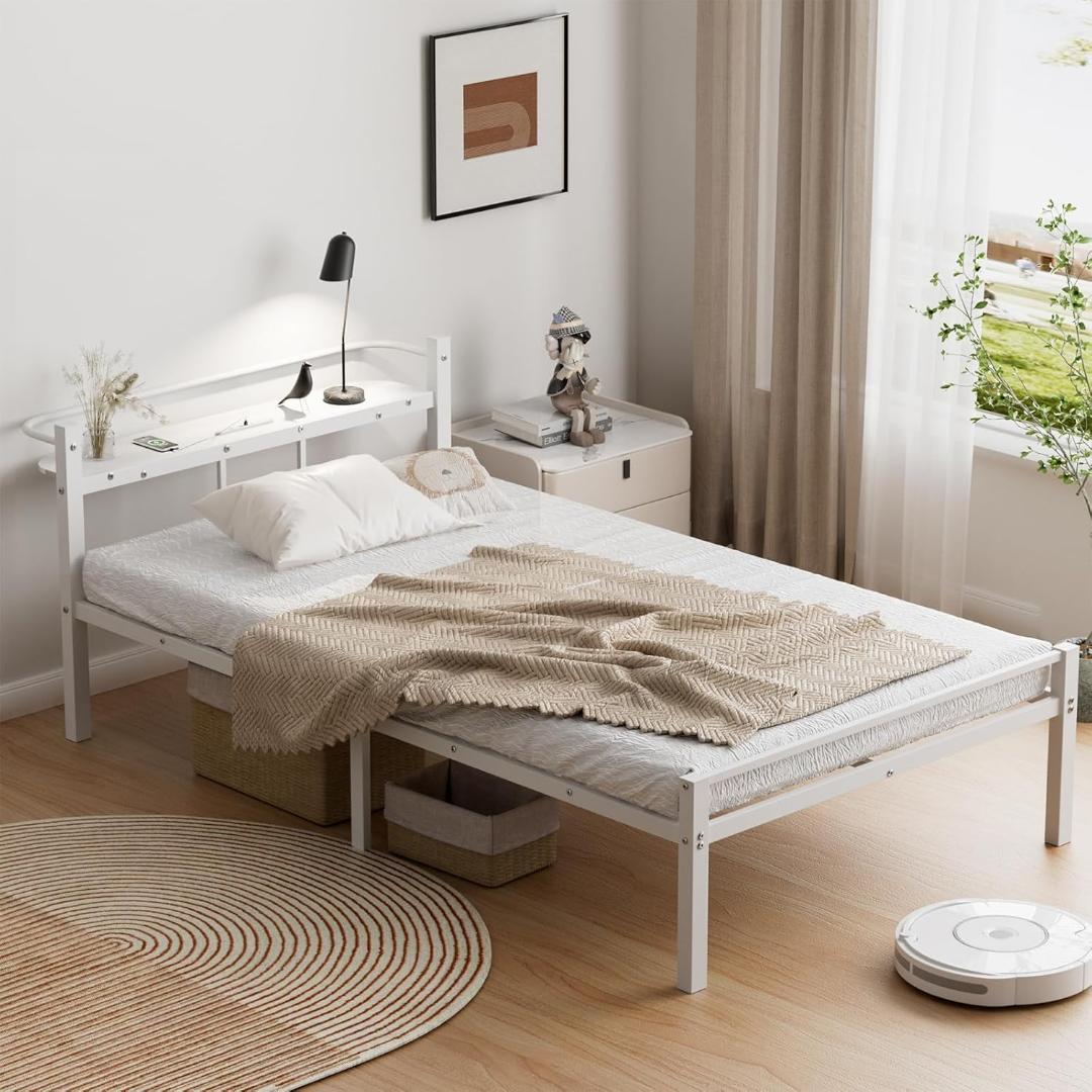 ベッドフレーム❣️シングル ベッド 宮棚 2口コンセント 耐荷重300kg 頑丈