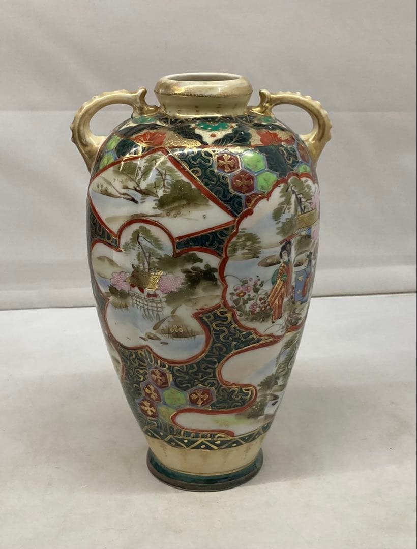 B387s 「名所美人図 花生」ノリタケ　明治時代　輸出　スパイダーマーク