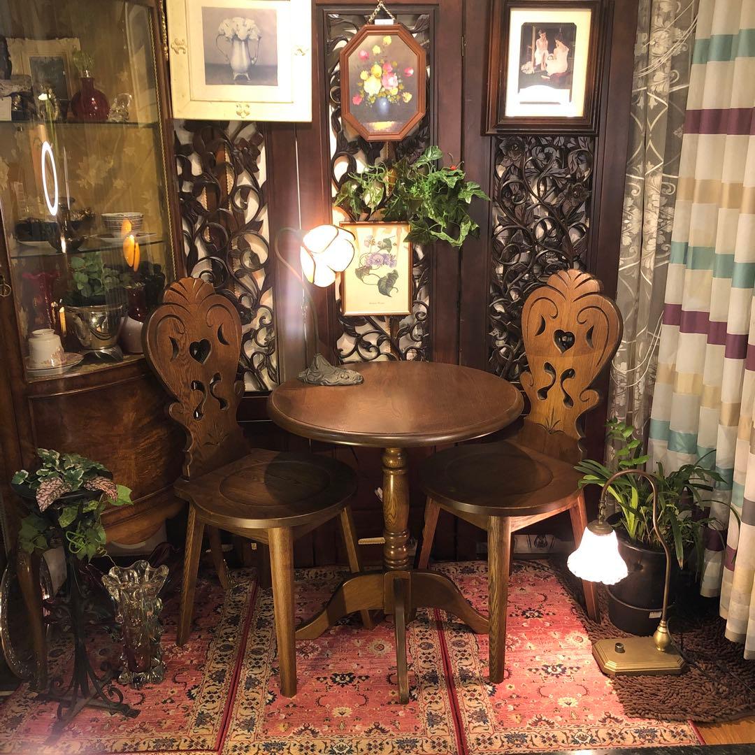 ８０年代　ブリティッシュアンティークST スピンドルコンパクト　ラウンドテーブル