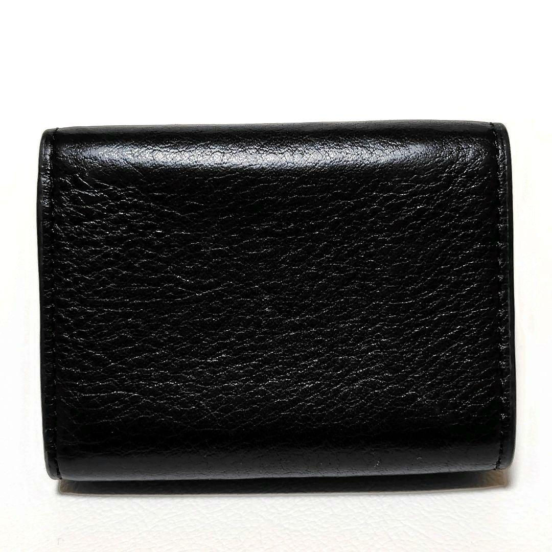 美品✨　トリーバーチ　3つ折り財布　黒　シボ革　金具ロゴ　シンプル