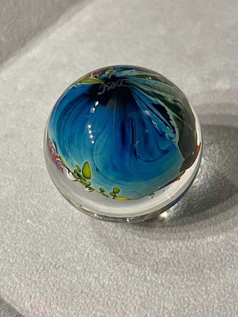 Josh Simpson アート 青と緑の惑星模様 ガラス玉 JS02 作家