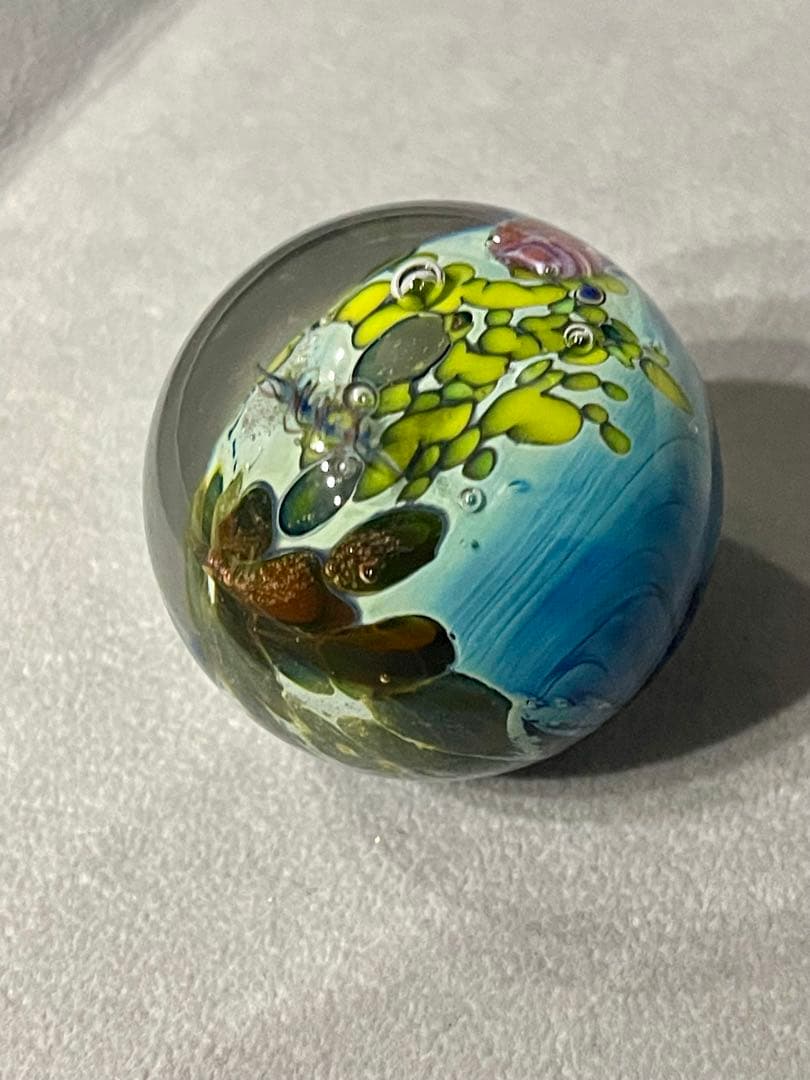 Josh Simpson アート 青と緑の惑星模様 ガラス玉 JS02 作家