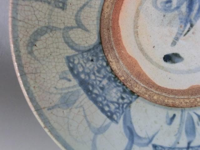 大皿■古伊万里 江戸期 古い染付唐草紋貫入 古美術 時代物 骨董■28.8cm