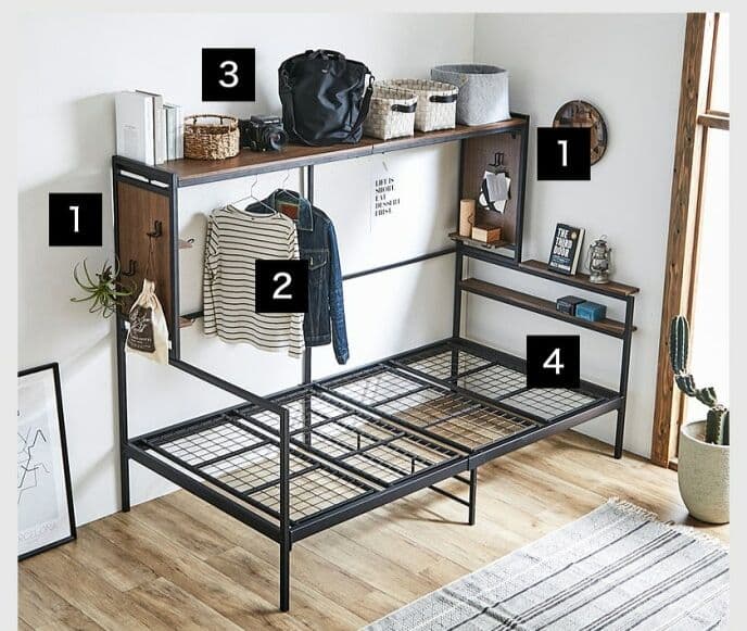 引取限定　オールイン ベッド アイアン フレーム シングル ブラック