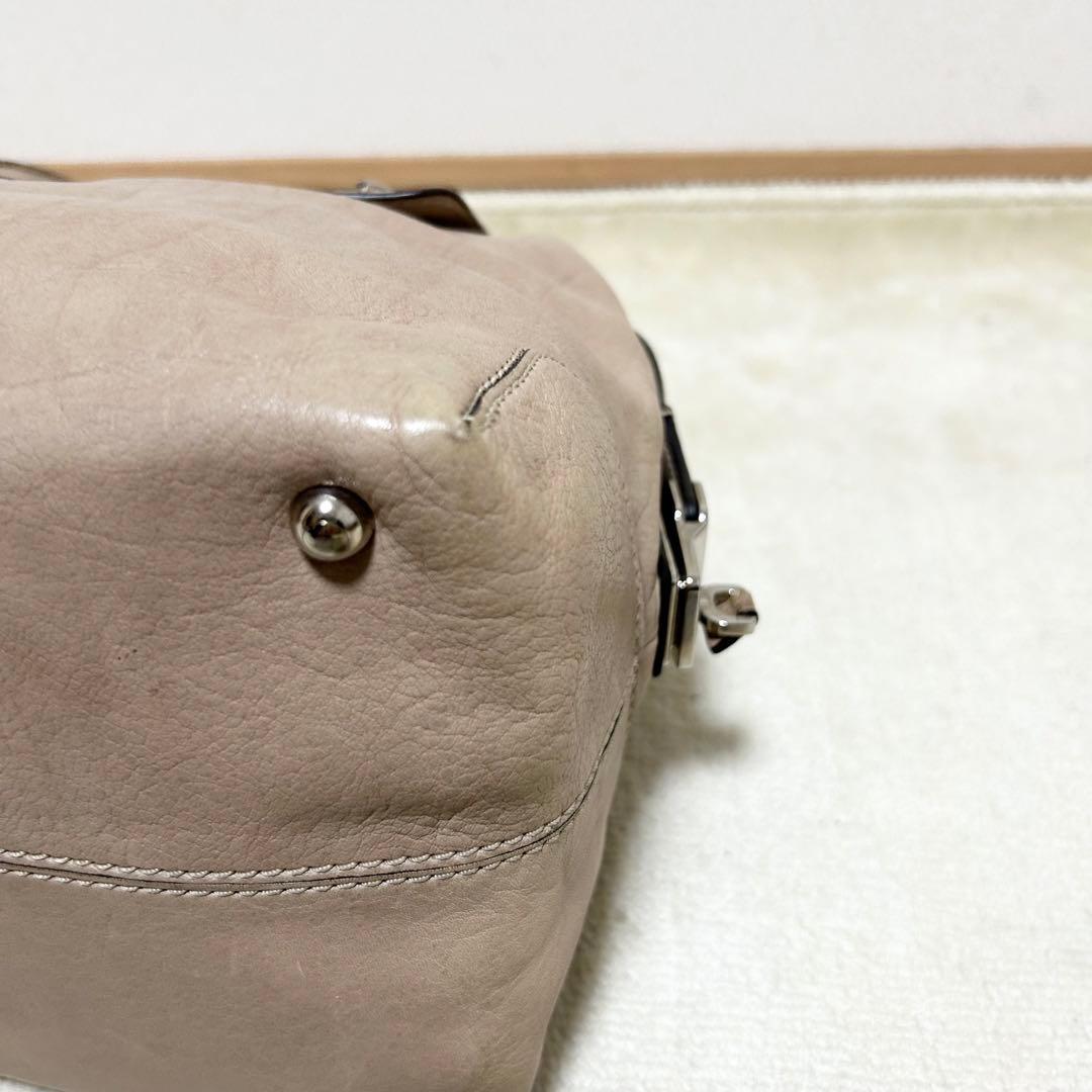 美品　トッズ　TOD'S Dスタイリング　ボストンバッグ　オールレザー　ベージュ