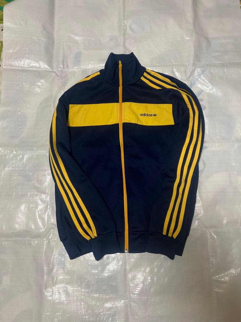 adidas ジャージ ヴィンテージ ネイビー イエロー M 国旗タグ 激レア