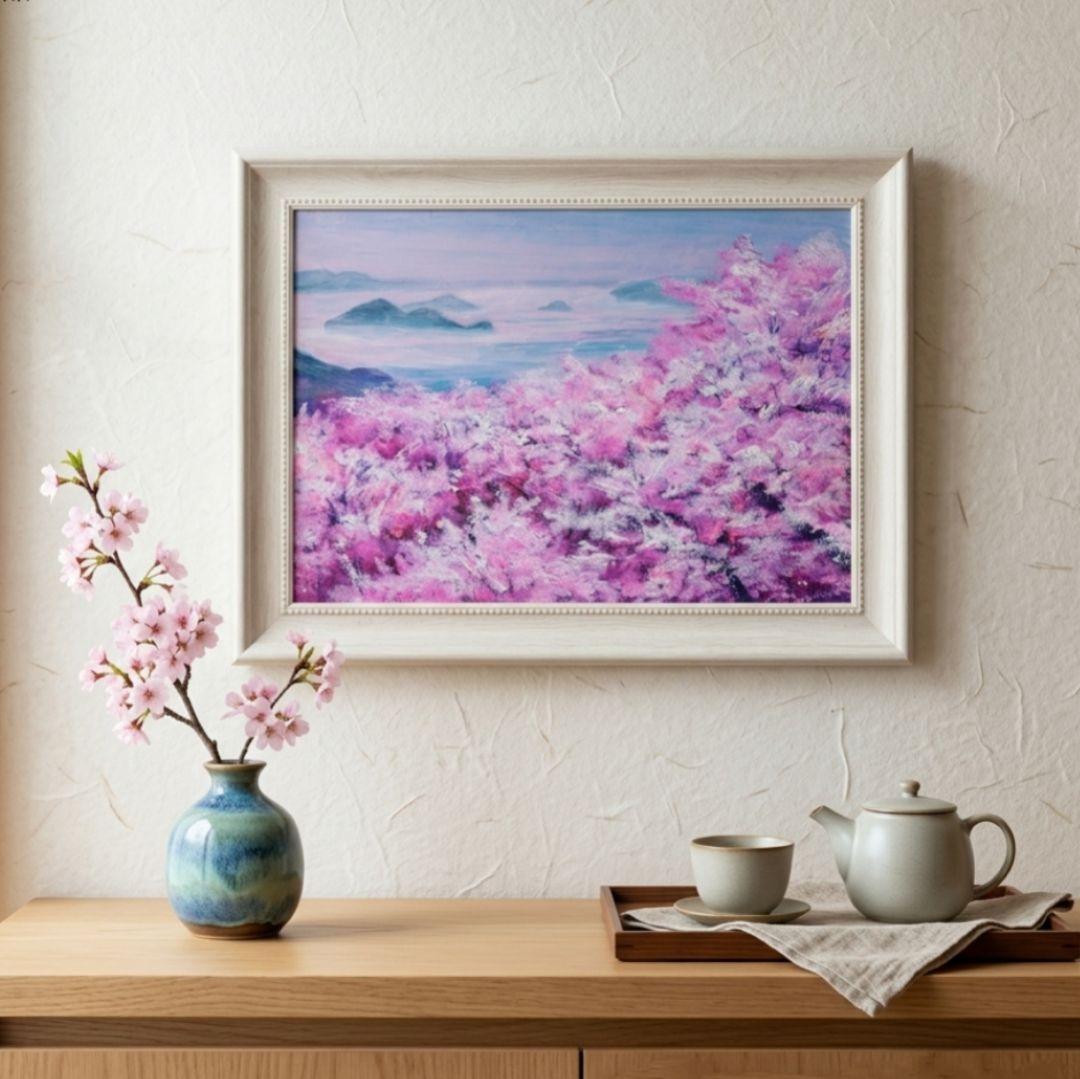 油絵 油彩 油彩画 絵 絵画【海の桜】
