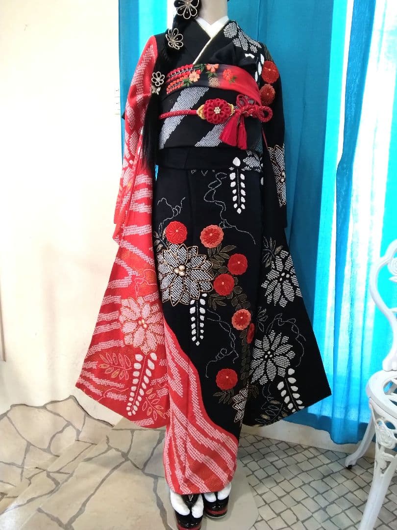 振袖フルセット、正絹高級絞り、成人式、重ね衿、帯揚げ帯締め、京の袋帯、襦袢