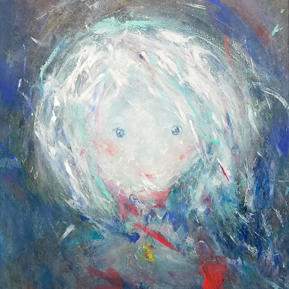 内野隆文　星のロザリオ　肖像　人物画　絵画　現代アート　アクリル画　額縁