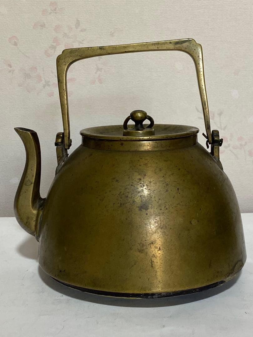 ♦中国清時代 真鍮製 薬鑵 薬缶 酒缶 茶器やかん 銅器銅製 珍物 古美術骨董品