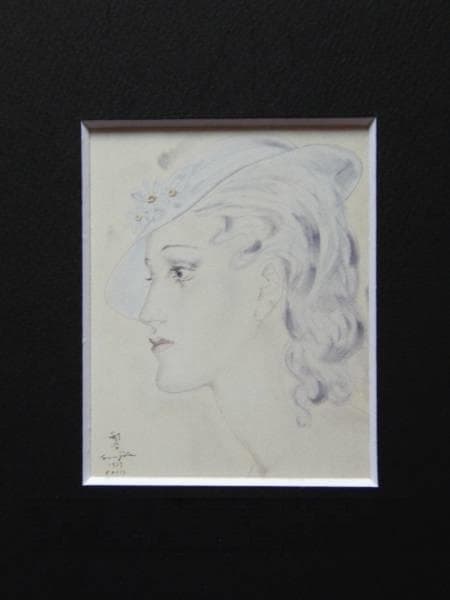 藤田嗣治、「Buste de femme au chapeau blanc」