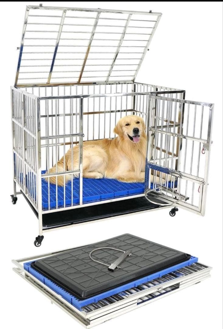 犬小屋 ペットケージ ドッグ 大型犬 犬小屋　中型犬 ステンレス製 ゲージ