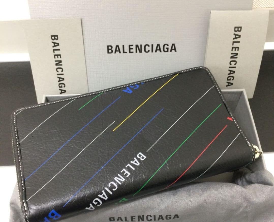 正規品 BALENCIAGA Bazar ロゴプリント 長財布