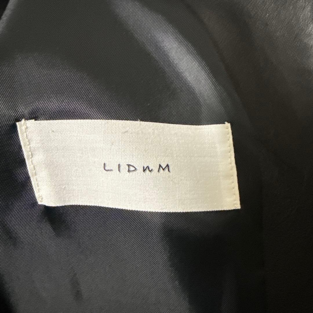 LIDNM ラムレザーシングルライダースジャケットブラック L