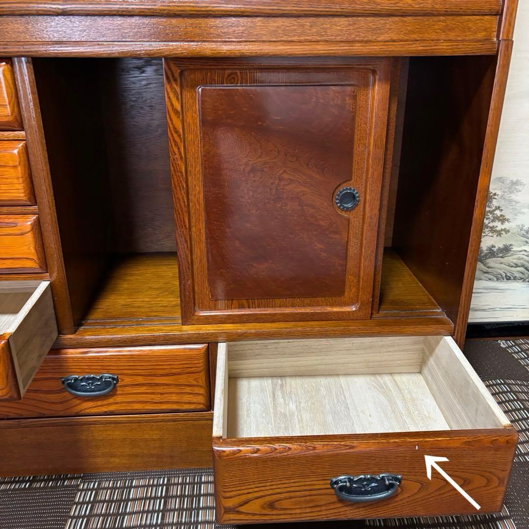 最終値下げ⭐️茶箪笥 茶棚 水箪笥 昭和レトロ 飾り棚 ケヤキ 漆塗り 2段重ね