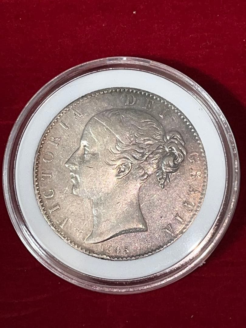 1845年 ヴィクトリア女王 クラウン銀貨　ヤングヘッド　大型銀貨