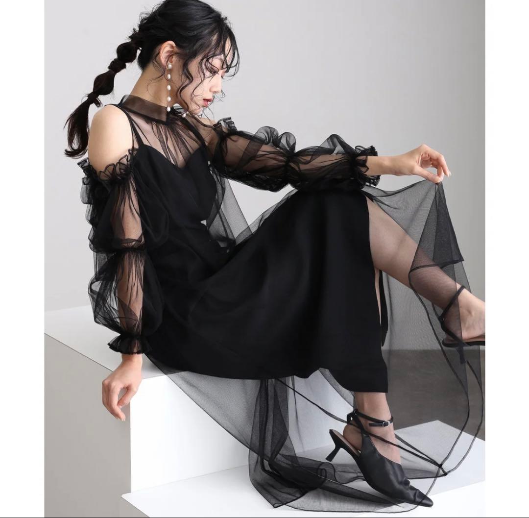 atlo 袖あり&ミモレ丈同窓会ビスチェお呼ばれ結婚式オケージョンドレス　4L