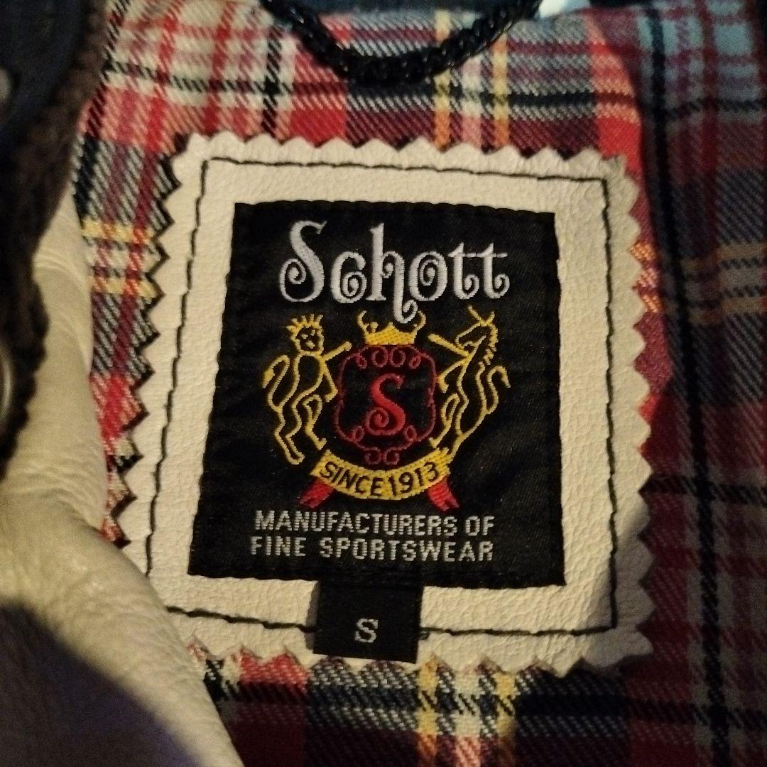 Schott シングルライダースジャケット S　バイカラー　白　黒