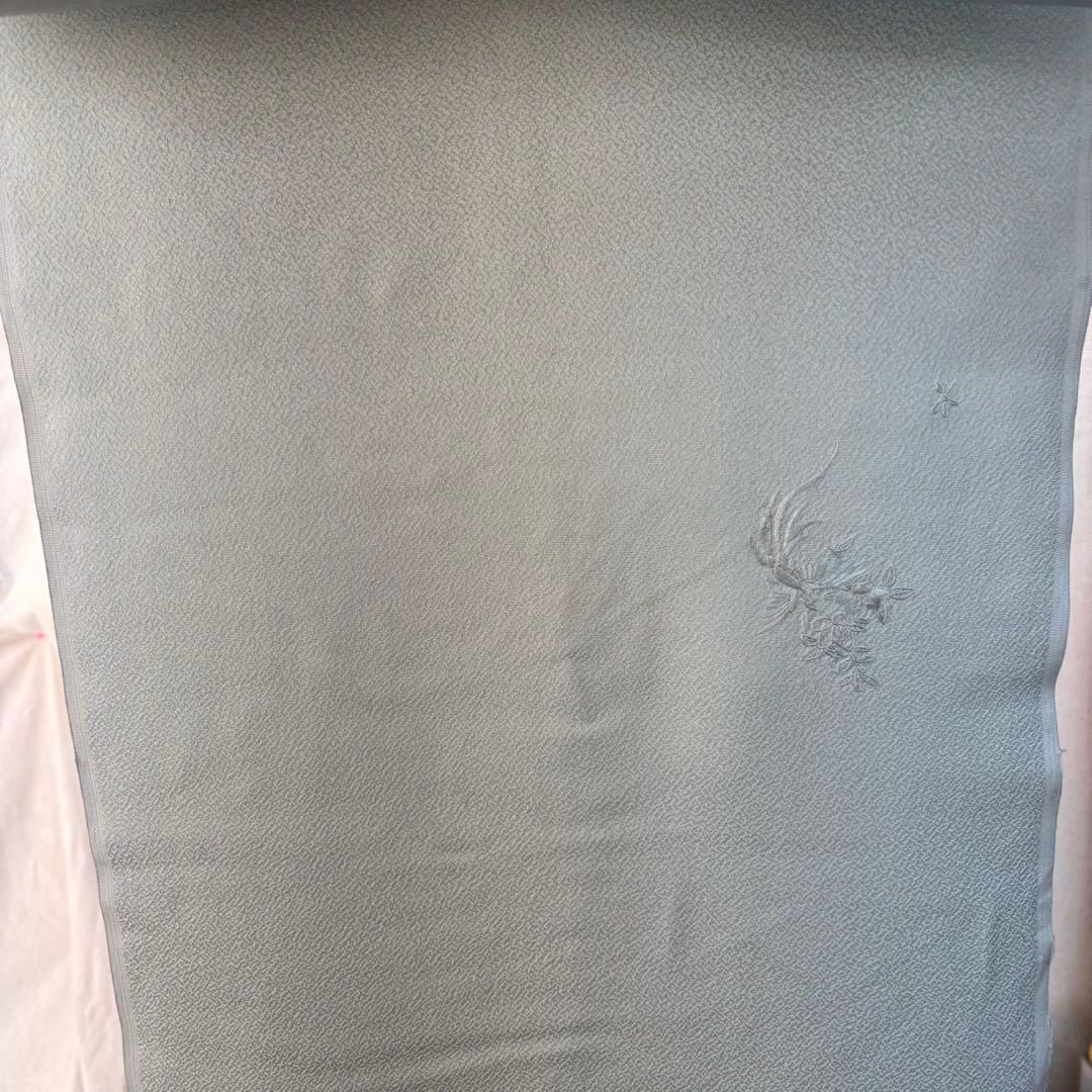 色無地反物　蘇州刺繍 未使用　アイスブルー