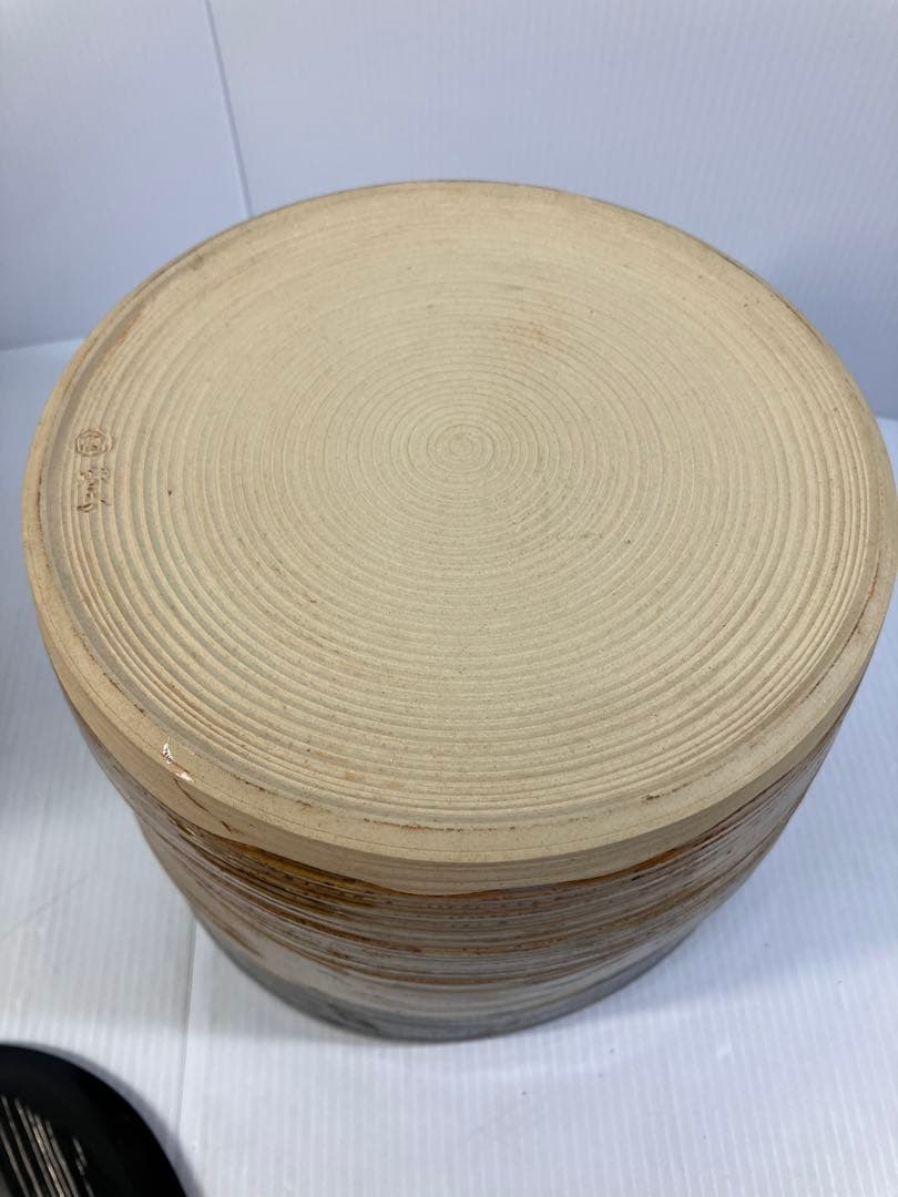 美品！亀井楽山　高取水指　片木目塗蓋　木具師　萬象　共箱