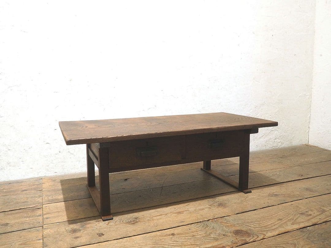 1313 アンティーク　栗の文机　ローテーブル　引き出し　収納棚　レトロ　展示台