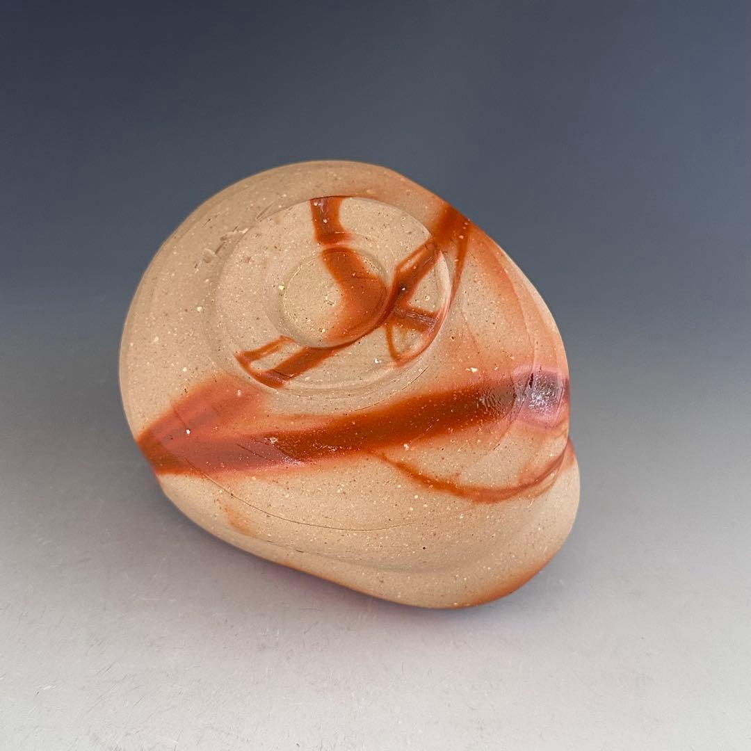 茶道具　備前焼　緋襷　沓形　茶碗　伊勢崎競　共箱　陶芸　茶会　稽古　薄茶　抹茶