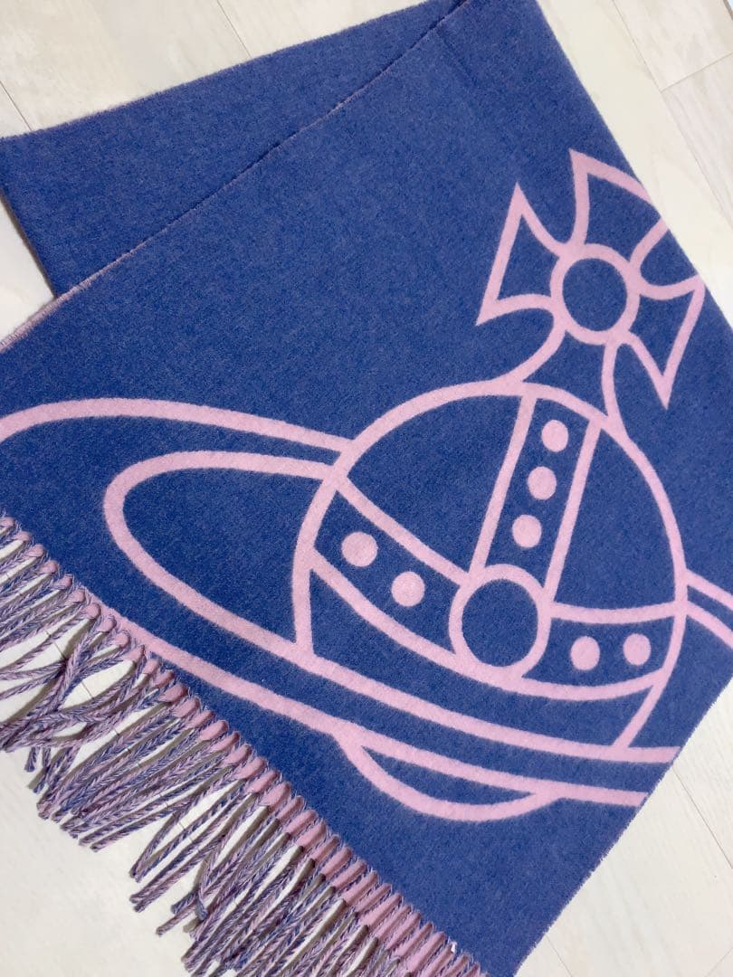 Vivienne Westwood マフラー ネイビー/ピンク リバーシブル