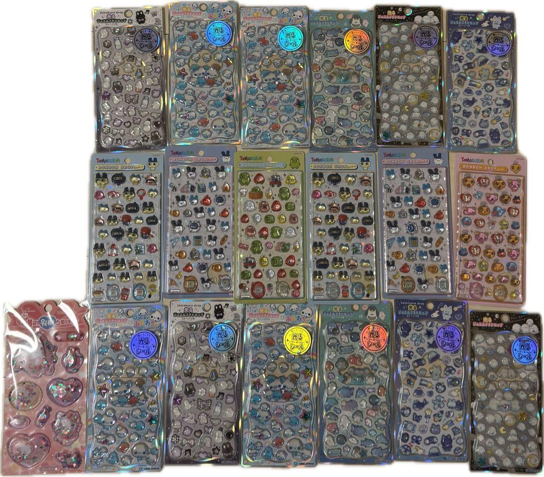 ぷくぷくあわわちゃんプチドロップ、たまごっちボンボンドロップシール他19枚