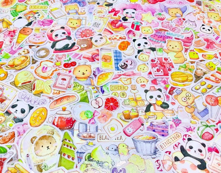 可愛いい❤️❤️フレークシール( ⸝⸝•ᴗ•⸝⸝ )くまパンの仲良し喫茶店♡♡