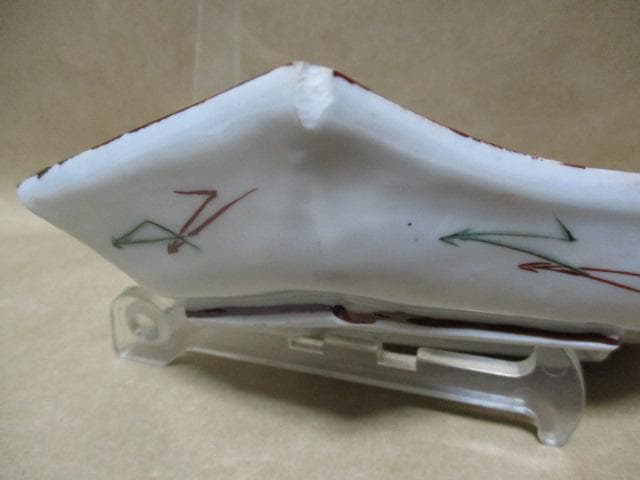 古九谷色絵扇面皿　O18-1