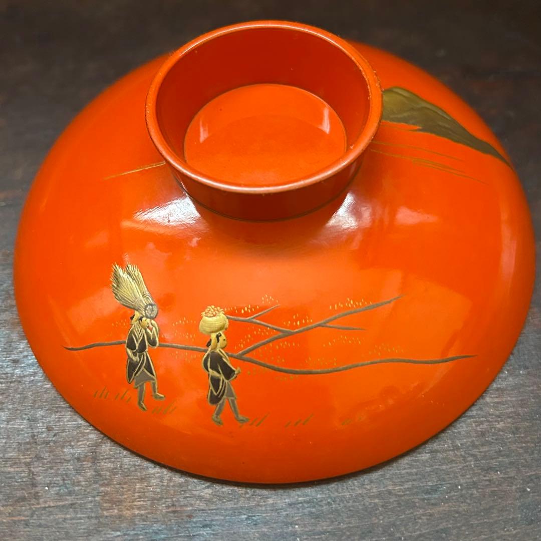 最上級　高蒔絵　大名行列図の漆盃　本物保証