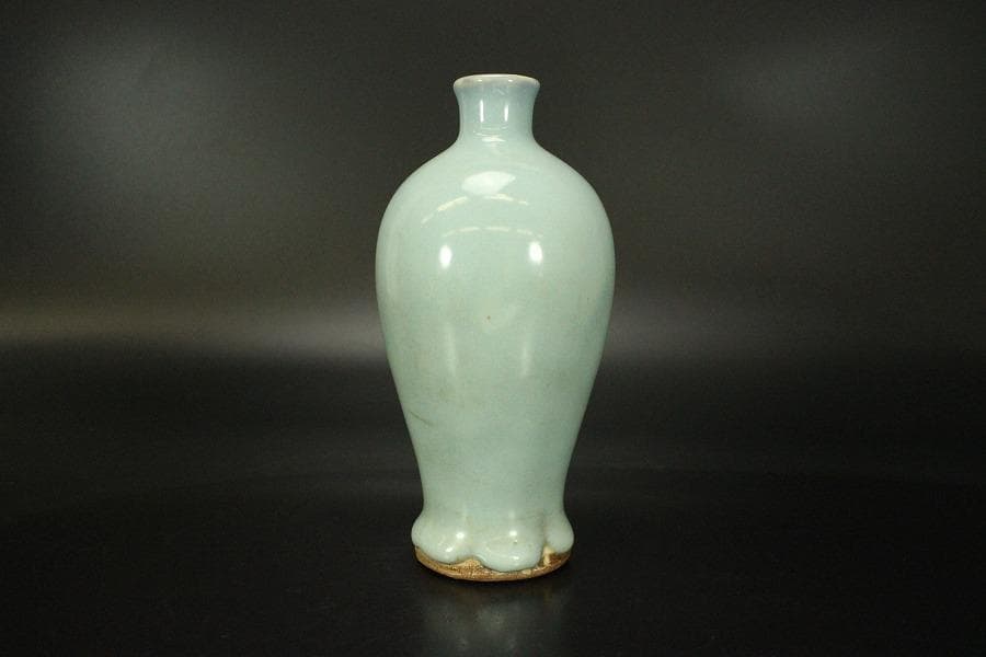 中国美術 天青釉 梅瓶 高17cm ZE216