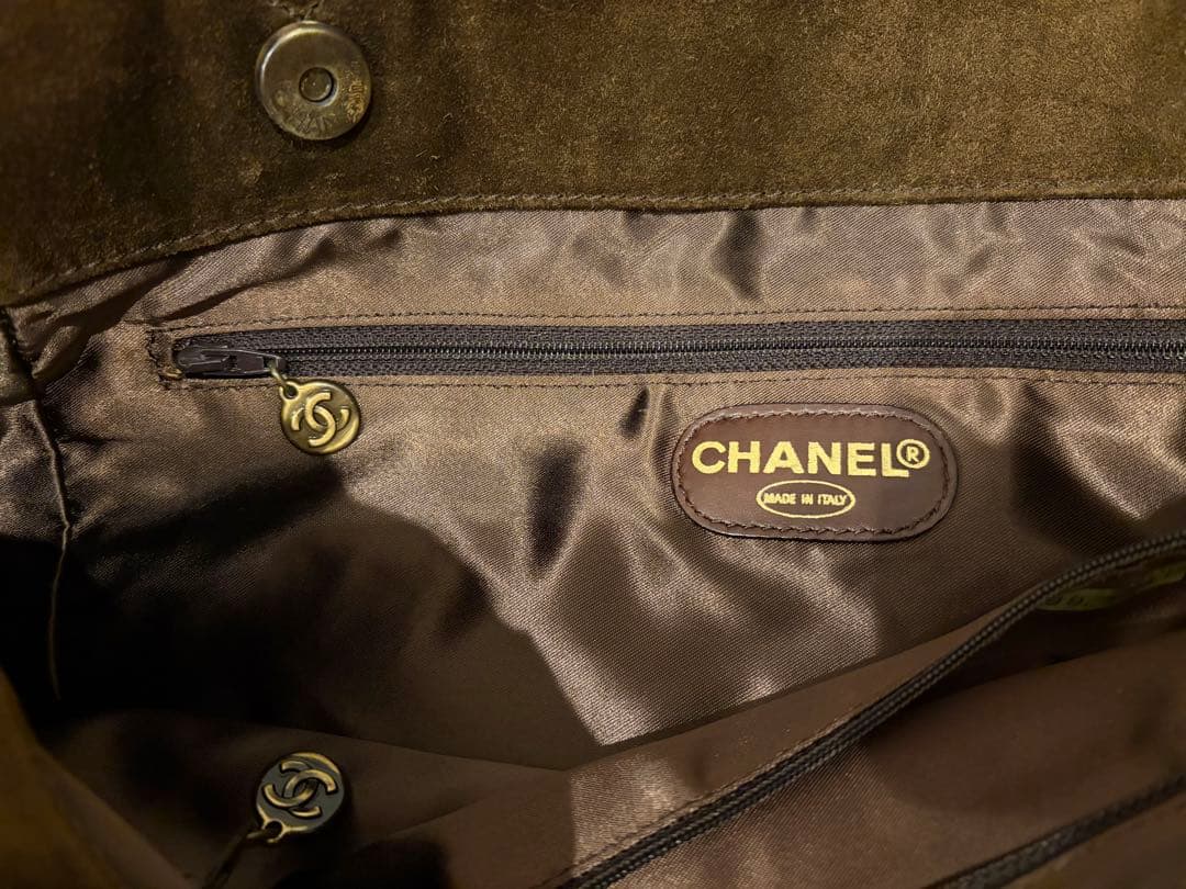 シャネル スエード×レザー ココマーク ショルダー トート フリンジ ビンテージ