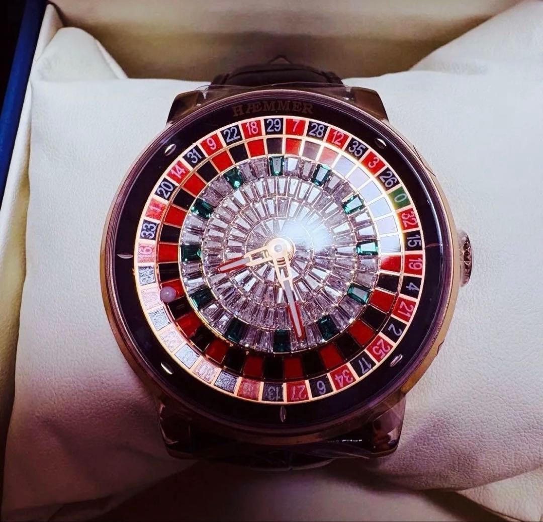 【新品】HÆMMER 自動巻き時計 ゴールド/ブラック ルーレット