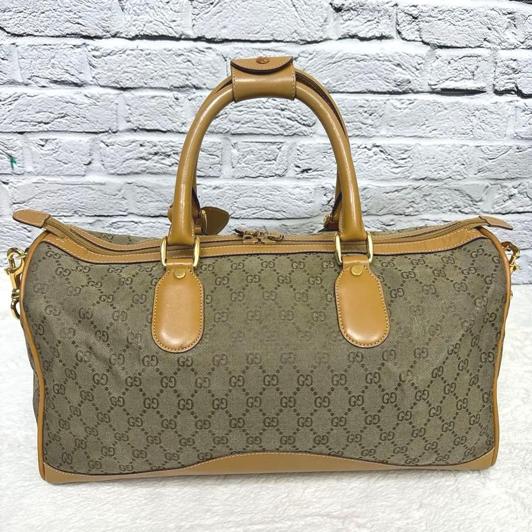 GUCCI グッチ GGキャンバス 2WAY ボストンバッグ ゴールド金具