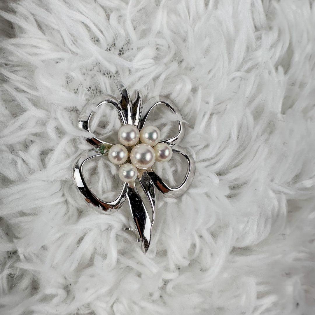 ミキモト　パール　花型ブローチ　シルバー製　銀