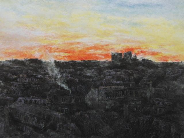 那須勝哉、【明ける空】、希少な額装用画集より、新品額装付