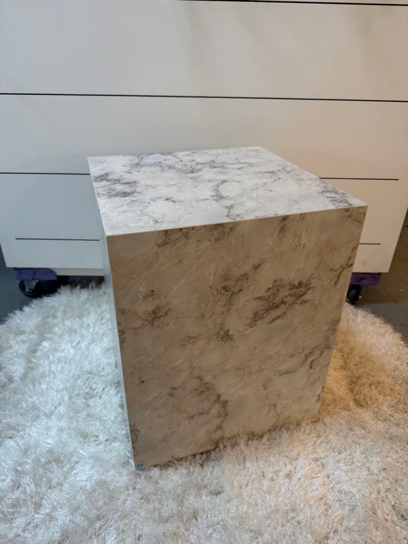 Wood style サイドテーブル　大理石調