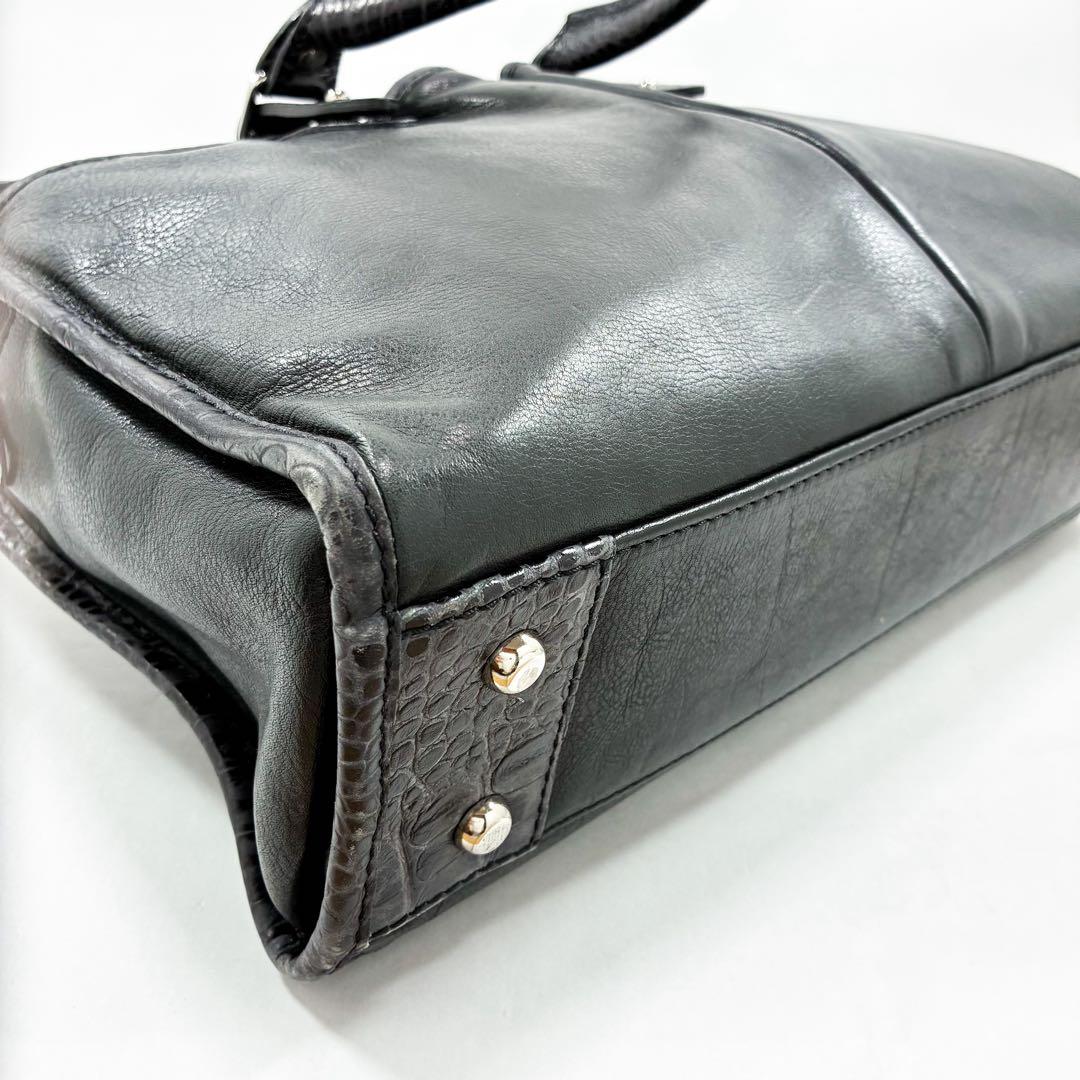 STEFANO MANO ステファノマーノ　クロコ型押し　レザー　ビジネスバッグ