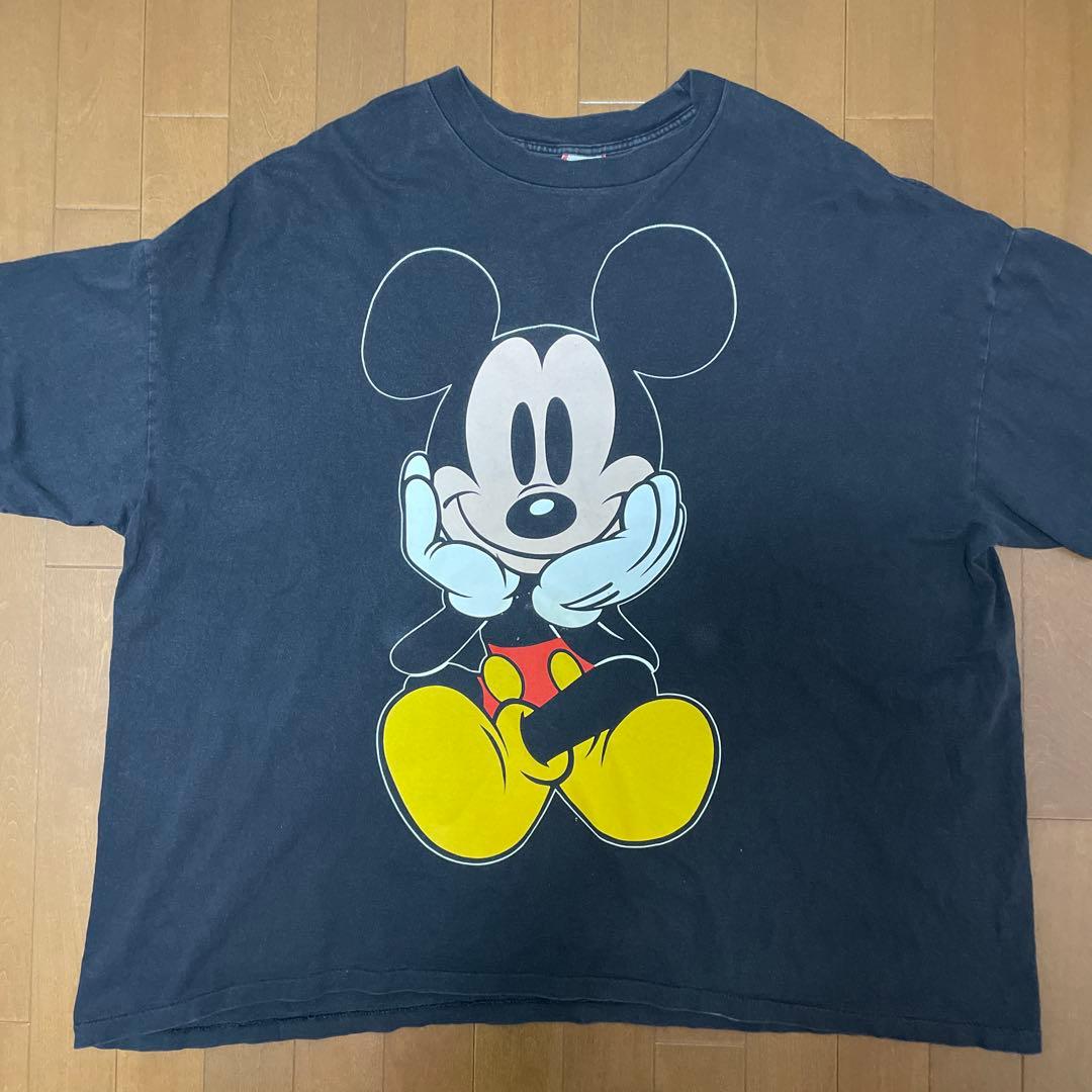 90s Disney ミッキーマウス Tシャツ お座りミッキー