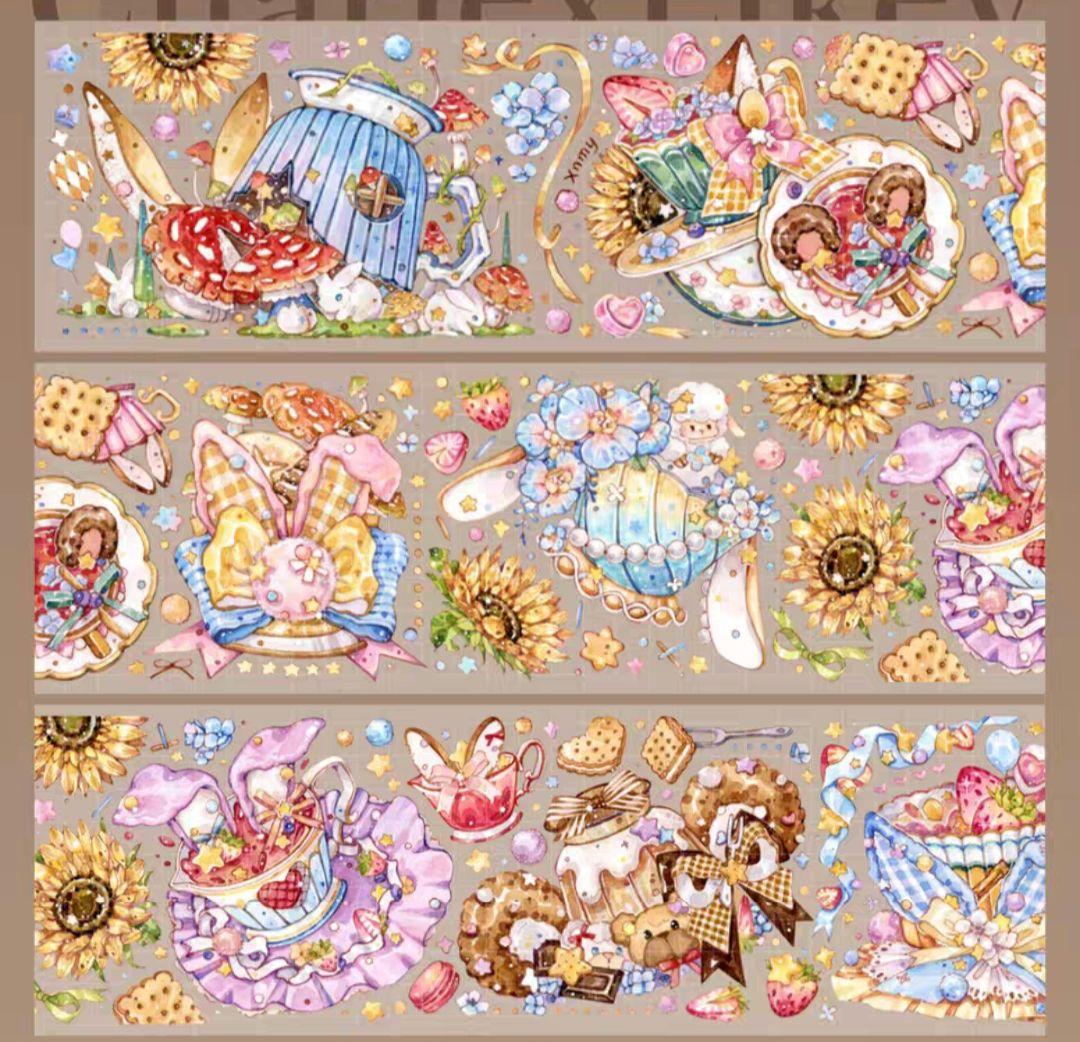 巻売 488★ 海外 マスキングテープ マステ PET 装飾 動物 紅茶 虹光